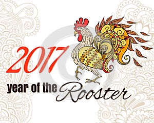 Drawing of the bird. The symbol of the chinese new year of roos