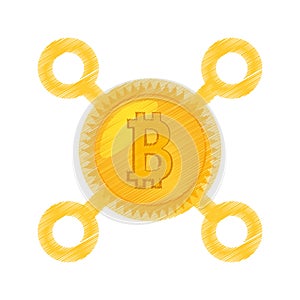 drawing bitcoin currency icon