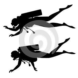 Drawing of a black diver; vector photo