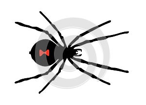 Drawing of Black Widow Spider with a white background