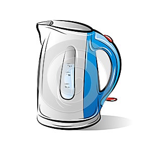 Drawing of the blue teapot kettle photo