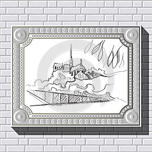 Drawing on a brick wall in the frame 41