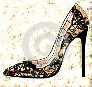 Drawing of brown shoe