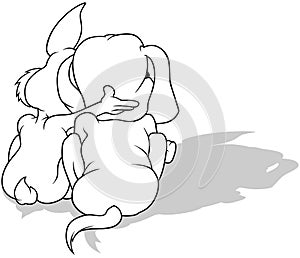 Drawing of a Bunny and a Doggy from Back View