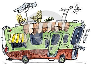 A drawing of camper van photo