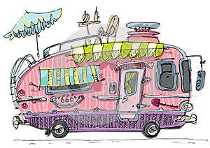 A drawing of camper van photo