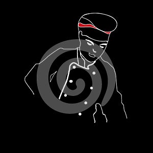 Drawing of caterer - black background