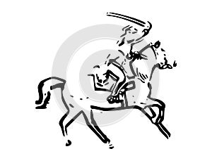 Drawing of cavalry with white background photo