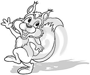 Drawing of a Cheerful Dancing Squirrel