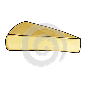 drawing cheese comte isolated at white background