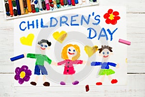 Drawing: Children`s day card.