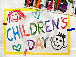 Drawing: Children`s day card.