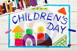 Drawing: Children`s day card.