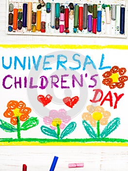 Drawing: Children`s day card.