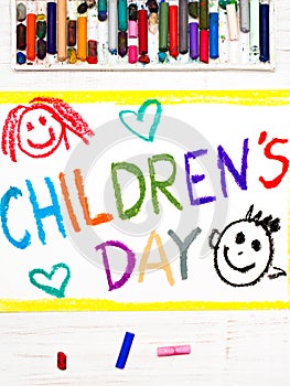 Drawing: Children`s day card.