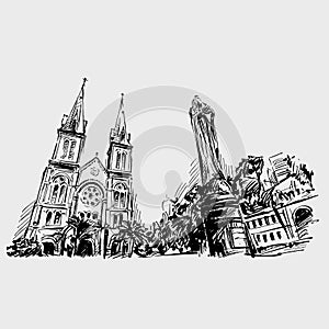 Drawing of church in Ho Chi Minh city