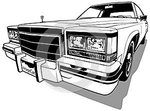 Drawing of a Classic American Vintage Luxury Car