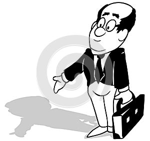 Drawing of a Clerk in a Black Suit with a Briefcase in Hand