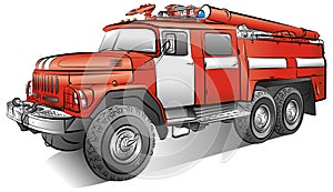 Drawing of color fire-engine