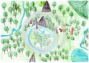 Earth day design in children drawing style photo