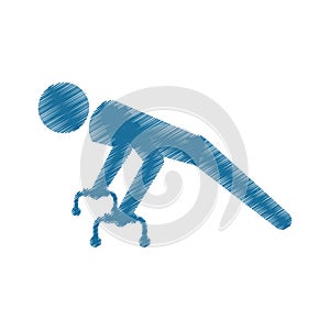 Drawing colored silhouette sportman gymnastic pommel horse