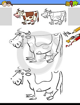 Drawing and coloring activity with milker cow