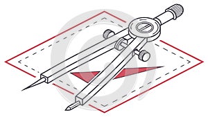 Drawing Compass on Blueprint, Precision Design. vector design Generative AI