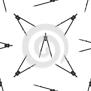 Drawing compass icon seamless pattern on white background. Compasses sign. Drawing and educational tools. Geometric
