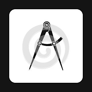 Drawing compass icon, simple style