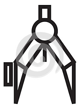 Drawing compass icon. Technical divider in linear style