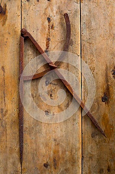 Drawing compass old in rusted iron carpenter tool