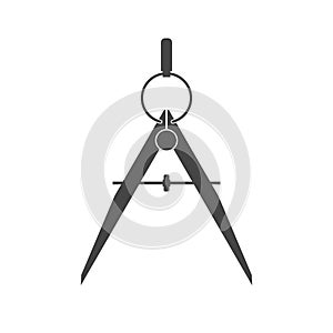 Drawing compass silhouette icon. Vector illustration