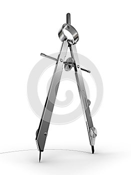 Drawing compass on white background