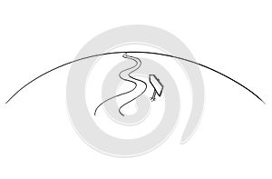 Drawing of Conceptual Winding Way Forward With Directional Arrow Sign