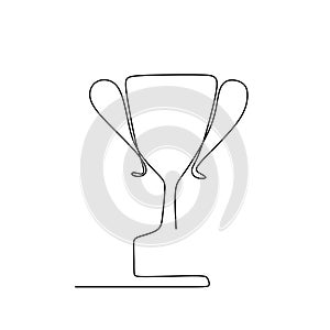 drawing a continuous line of winning trophy