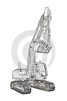 Drawing of the crawler excavator, front view