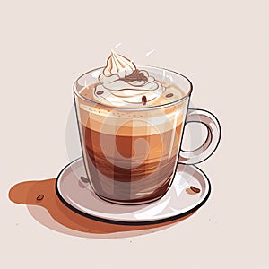 a drawing of a cup of coffee with whipped cream