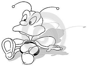 Drawing of a Cute Bee Sitting on the Ground