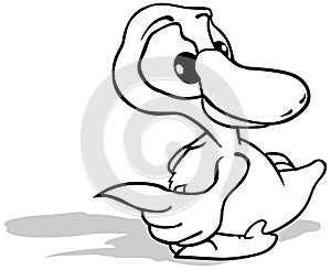 Drawing of a Cute Duckling with its Head Turned Back