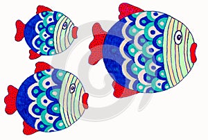 Drawing of cute little fish.