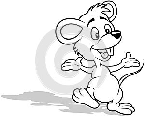 Drawing of a Cute Little Mouse with a Smile and Open Arms