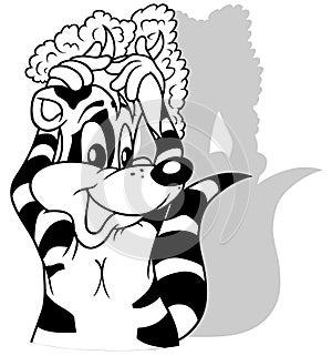 Drawing of a Cute Raccoon with Soap Suds on his Head