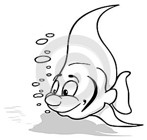 Drawing of a Cute Scalar Fish with Bubbles photo