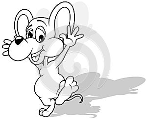 Drawing of a Dancing and Happy Cheerful Mouse