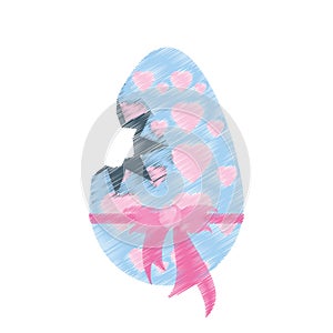 drawing easter egg decorative hearts bow