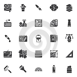 Drawing elements vector icons set