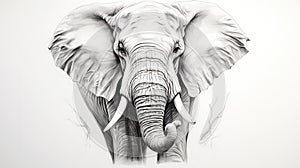 a drawing of an elephant with tusks and tusks. generative ai