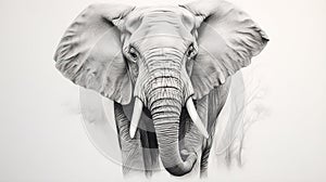 a drawing of an elephant with tusks and tusks. generative ai