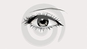 A drawing of an eye with long lashes