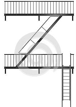 Drawing of the fire escape for the facade